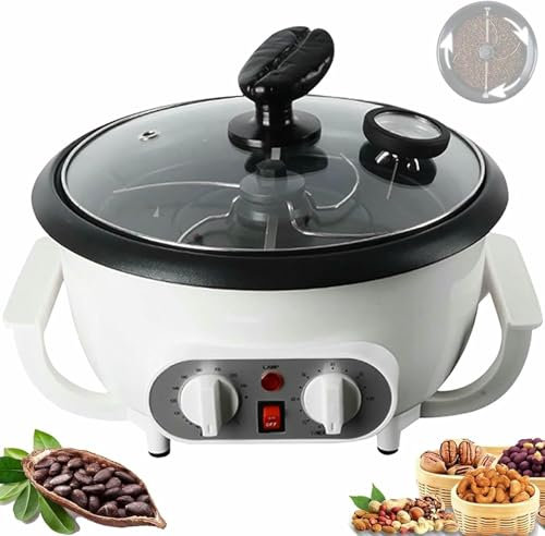 LYJYUJIE Máquina tostadora de café de 750 g for Uso doméstico, tostadora de café eléctrica Multifuncional con sartén Antiadherente de 1200 W, termómetro + Temporizador + Ajuste de Temperatura~/