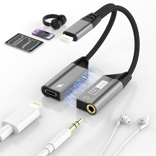 Adaptateur Magnétique Lightning vers Jack 3,5 mm et PD 27W Charge Rapide Adaptateur 2 en 1 HiFi Audio Charge Ecouteurs Adaptateur Câble pour iPhone 14/13/12/11/X/8/iPad,ne prend pas en charge l'appel