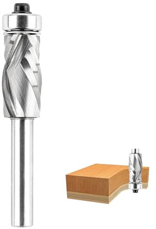 SpeTool Spiral Bündigfräser 8mm Schaft Kompressions Cut Fräser für Oberfräse 12mm Schnittdurchmesser 25mm Schnittlänge Kopierfräser mit Anlaufring Oben VHM zum Holzbearbeitung Zurechtschneiden