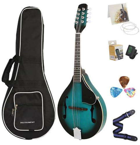 Ksikdeg Instrumento musical de mandolina acústica, 8 cuerdas, cuerpo de tilo, mandolina ajustable, instrumento de cuerda