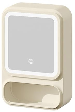 shjxi Bathroom Mirror Cabinet, LED Bathroom Organizer, Wall Mounted Vanity Storage, Magnetic Door with Tissue Slot, Excellent for Makeup, Shampoo, Toiletries, Daily Use