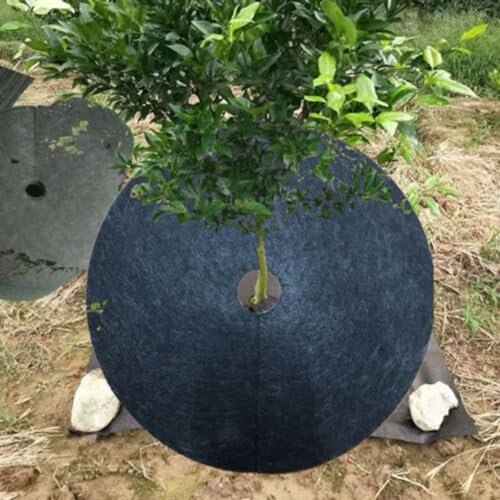 Discos de mantillo de jardín, 12 unidades, alfombrillas no tejidas para protección de árboles y gestión del paisaje (02)