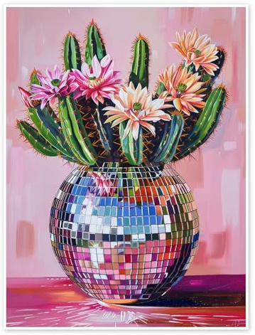 Posterlounge Kaktus in Discokugel Poster | 50 x 70 cm von DejaReve Rosé Wandbilder Wanddeko