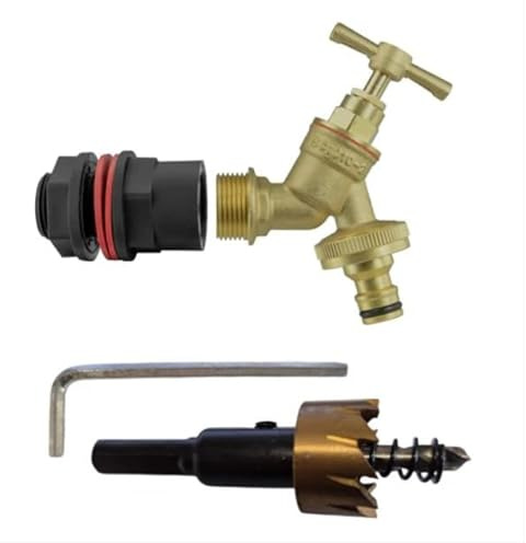 AP Supplies Water Butt Kit 1/2in, Brass Tap, Drill Bit