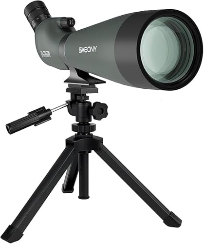 Svbony SV28 - Cannocchiale da 25-75 x 100 mm con treppiede, ampio campo visivo, immagini chiare e luminose, HD Bak4 FMC Spotter Scope con adattatore per smartphone, per tiro al bersaglio bird watching