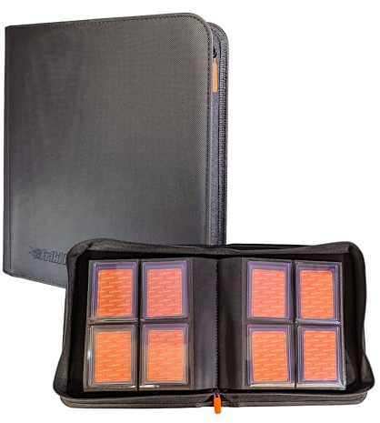 Toploader Sammelalbum mit Reißverschluss | Binder TCG 2 × 2 für Sammelkarten – Kapazität 160 Karten | Sammelkartenalbum 20 Blatt | Card Binder Toploader 4 Taschen