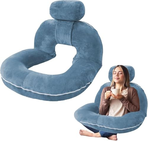 Lesekissen für Bett und Sofa, Groß Rückenkissen Mit Abnehmbarem Kissen, Ergonomisches Rückenlehne Kopfkisse, Komfortkissen Erwachsene, Stützkissen für Lesen, Arbeiten, Ausruhen, Waschbarem Bezug