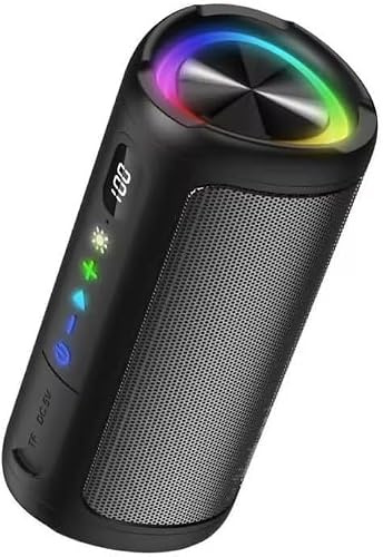 aowoka 2026 Bluetooth Lautsprecher mit Licht, 20W Musikbox Tragbarer Bluetooth Box, verbesserter Bass, LED-Anzeige, 20 Std. Akku, IPX7 Outdoor Speaker