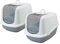 PETGARD Lot de 2 bacs à litière XXL Nestor Jumbo Blanc-Gris