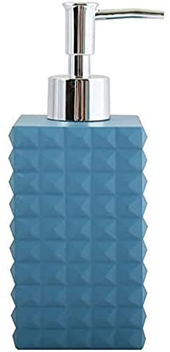 MSV Seifenspender Kubik | mit Pumpe | Flüssigseifen-Spender | Polyresin | 300ml | Langliebig und Robust | Blau