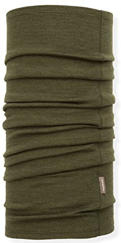 MERIWOOL 100% Merino Wool Ski Neck Gaiter Winter Neck Warmer for Women and Men, Army Green, One size fits most