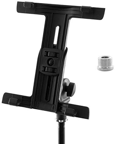 TIGER - Supporto per Tablet/Ipad per Microfono/Supporto Musicale Con Morsetto Regolabile, Nero