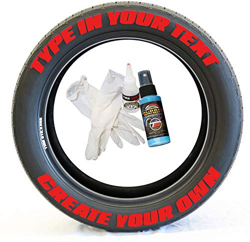 Tire Stickers - Create Your Own Custom Reifenbeschriftung Add-On Zubehör - DIY / Easy / Glue & 57 g Ausbesserungsreiniger - Custom Sizing/Red (8 Stück)