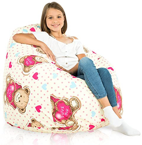 Italpouf Sitzsack XL, Indoor, Sitzsack Sessel für Kinder, Riesensitzsack, EPS Perlen Füllung, Abnehmbarer Bezug, Maschinenwaschbar, Kindersessel, Zertifiziert, Teddybären