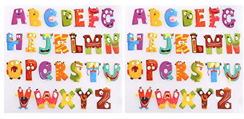 EXCEART 2sheets Personalised DIY Sew Letters Heat Transfer Stickers Cartoon Appliques for Clothes Custom Patches