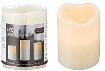 LED Echtwachs Kerze mit flackernder Flamme Sleep-Funktion Elfenbeinfarben Flammenlose Kerze Batteriebetrieben (1 x LED Echtwachskerze 6,5 cm)