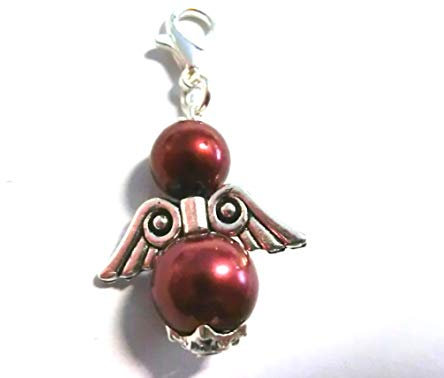 beadsvision 50 Bastelset Schutzengel Perlen Gastgeschenk Basteln Hochzeit Engel rot fuchsia Schlüsselanhänger (Rot #S6)