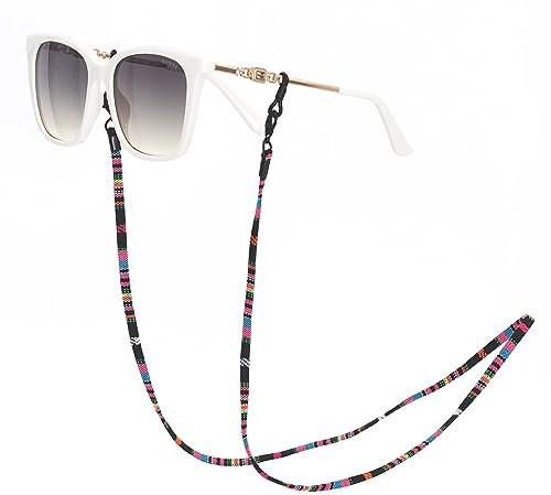 GERNEO® - Arizona – gestricktes Brillenband Stoff – Maskenband - extra lange Brillenkordel für Sonnenbrillen & Lesebrillen – diverse Brillenbänder Farben - Brillenhalter Schwarz Maskenkette Schwarz