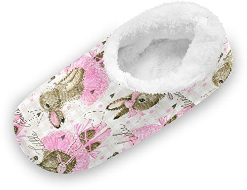 Mnsruu Niedliche Häschen Herz Liebe Hausschuhe Bequeme Schlafzimmer Schuhe Anti-Rutsch für Frauen EU 37-38