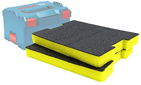 Shadow Foam L-Boxx Einsätze [Doppelpack] für Bosch L-Boxx 102-374 Schaumstoff für Sortimo L-Boxx Modular Werkzeugkoffer (50mm, Gelb)