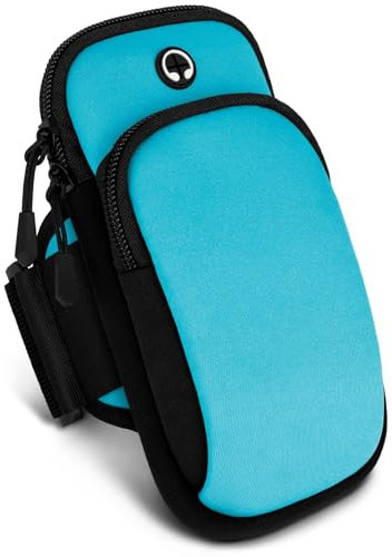 ONEFLOW Brassard de sport de qualité supérieure pour le jogging - Compatible avec Samsung Galaxy XCover 5 - Sac de course pour smartphone - 2 compartiments - Support de téléphone portable - Bleu