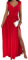 Tomwell Femme Cocktail Robe Solide Profonde V Manches Longues Maxi Robes Sexy Elegant Moulante Fente Latérale Robe de Soirée Plage Robe