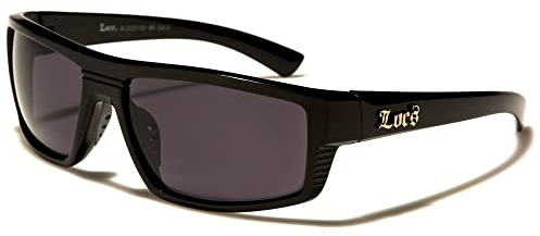 Locs Sonnenbrille Poker Rap Mode Stadt Damen Herren 8LOC91122, Gestell schwarz glänzend, graue Gläser