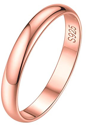 ChicSilver Bagues Or Rose Argent 925 Femme Bandeau 2/3mm Taille 7-27, 09-CIR.49,3mm, Or rose, argent