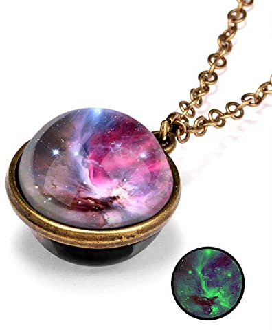 ROMIDA Personalisierte Halskette für Männer/Frauen, Paar-/Freundschaftskette Kosmische leuchtende Vintage Anhänger Geschenke S925 Sterling Silber