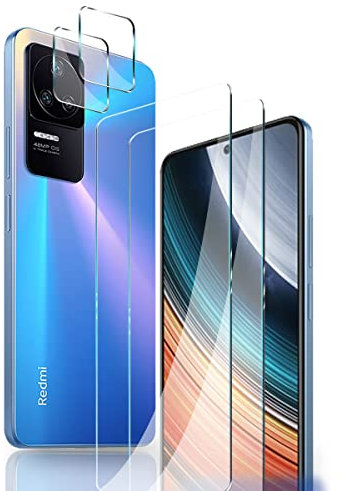 Yiunssy Protector de Pantalla para Xiaomi Redmi K40S + Protector de Lente de Cámara [2+2 Piezas], Antihuellas/Antiarañazos/9H Dureza,HD Cristal Templado