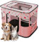 ALLSOPETS Parc pour Chien Pliable, Enclos Portable pour Chiot Chat Lapin, Tente Respirante d’Intérieur/Extérieur avec Sac de Transport, Idéal pour Voyage et Camping (Fraises Roses, L)