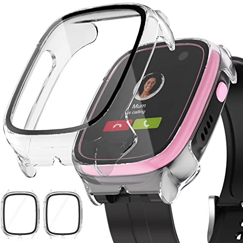 Haojavo Hülle für XPLORA X5 Play Schutzhülle mit Displayschutz, 2 Stück Schutz 360° Rundum Gehäuse Hart und HD Gehärtetes Glas Kratzfest Case Zubehör für Kinder Uhr, Mädchen/Jungen (Klar+ Klar)