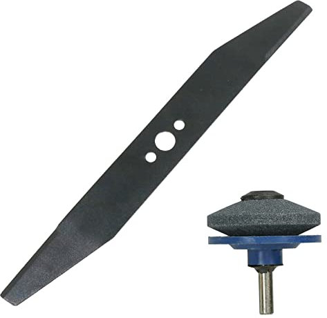 Spares2go Blade compatible with Flymo Hovervac 35 Turbo Vision Compact 350 Lawnmower (35cm 14) + Sharpener Attachment