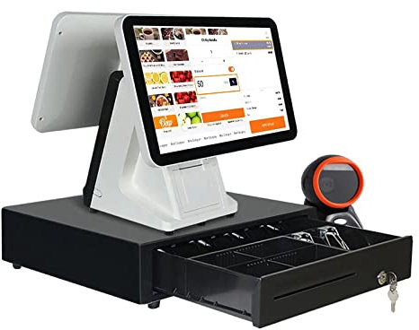 TEHONGMAI Système de Point de Vente au détail Touch POS Cash Register avec Logiciel de tiroir-Caisse, imprimante Thermique, tiroir-Caisse, Scanner