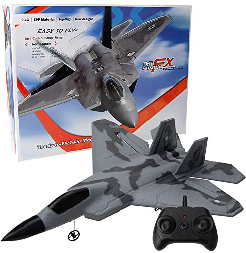 GOXAEEE 2.4G Planeur RC Drone F22 SU35 UAV Avion à Voilure Fixe Lancer à la Main Mousse Dron Télécommande électrique Extérieur RC Avion Jouets pour Garçons (Une Seule Batterie)