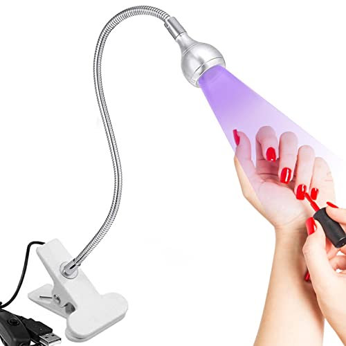 Lampe UV Sèche Ongles, 3W Lampe de Polymérisation de Colle Professionnel avec Tête Ajustable, Lampe de Colle UV Ultraviolette pour Convient pour la Manucure Doigts Secs, Argent