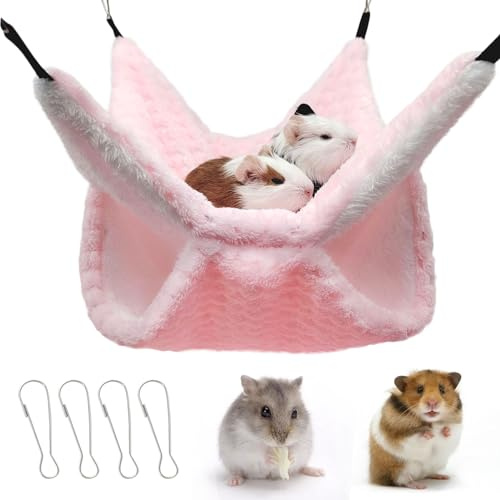 Yanmucy Rattenhängematte, doppellagig, Fleece, Meerschweinchen-Hängematte, Haus, warm, weich, Rattenhängematten für Käfigzubehör