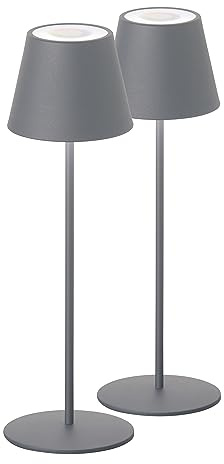 easy! BY FHL! | 2-er Set | Kabellose Dimmbare LED Tischlampe Mit Akku | Außenlampe Wasserdicht, Esstisch Schlafzimmer Arbeitszimmer | Helligkeit stufenlos dimmbar | Farbeinstellung stufenlos dimmbar