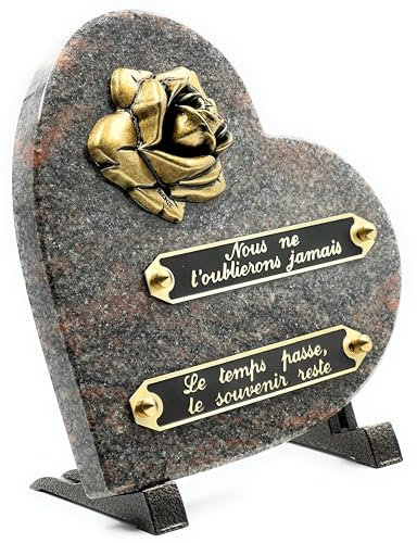 Coeur Plaque Funéraire Coeur | Plaque+funéraire |Pierre tombale | Plaque Commémorative | Plaque funéraire granit | Ornement funéraire (HIMMALAYA)