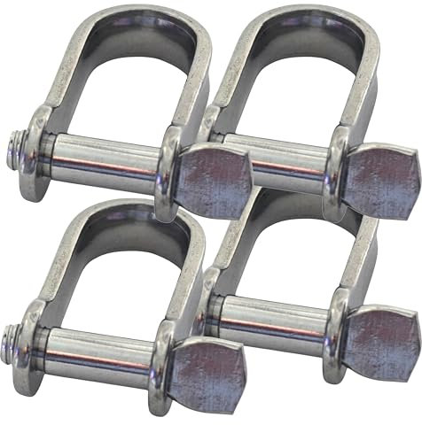 Lot de 4 manilles plates en acier inoxydable A4-Marine Grade (316) - 4 mm - Pour connecter cordes, ancrages et chaînes