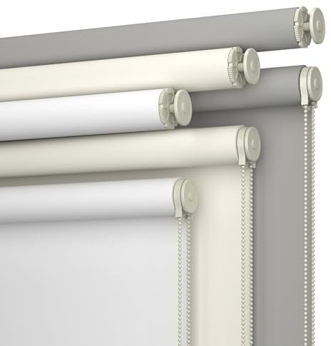 No Drill No Tools 100% Blackout Roller Shade | UV Protection | Easy-Care Fabric | Roller Blind for Windows & Doors | Pull Down Window Shade - Grey (31.5 W x 75 H)