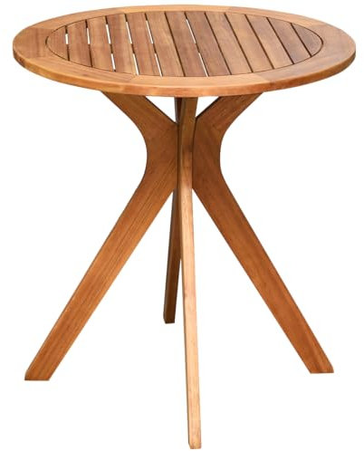 GOPLUS Table Ronde Jardin Exterieur en Bois Acacia φ70 CM avec Pieds en Croix, Table de Service Balcon Style Moderne et Simple pour Cour, Patio, Hauteur 76 CM, Charge 50KG