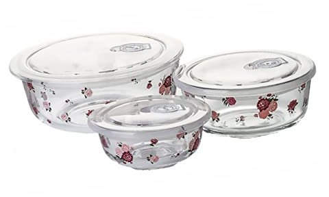 Cabilock 3 Piezas Ensaladera De Vidrio Cuenco De Frutas y Verduras Contenedor De Verduras Terrario De Cristal con Tapa Recipiente Hermético para Alimentos Tazón De Comida