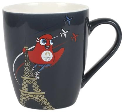 PARIS 2024, CJO40161 Tasse aus Keramik, feiner Eiffelturm, Blau, 32 cl, offizielles Lizenzprodukt, 100% Keramik, Tasse mit Henkel, perfektes Zubehör, um Ihre Lieblingsgetränke zu genießen