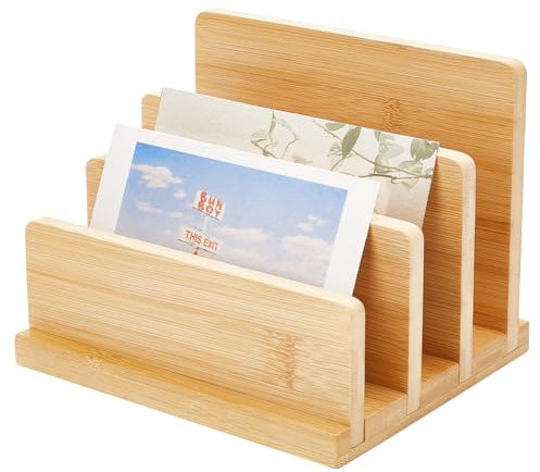 FINGERINSPIRE Postkartenständer Aus Bambusholz 4 Stöckig Sandbraun Literaturhalter Prospekthalter Broschüren Organizer Flyer Aufbewahrungsregal Thekendisplays Für Bücher Zeitschriften Tischkarten