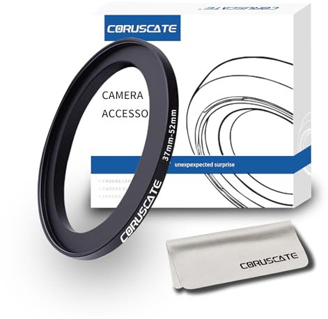 37mm auf 52mm Objektivadapter Ring,Step Up Ring Filter Adapter Kompatibel mit Allen 37mm Objektiven mit 52mm UV ND CPL Filter +1pcs Objektivreinigungstuch