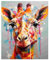 Peinture Numero Adulte, DIY Peinture Par Numero Adulte, Peinture Acrylique pour Adultes Enfants débutants Facile sur Toile Peinture Numero avec peintures et pinceaux, Girafe 40×50 cm