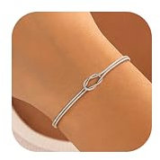 Finrezio 14K Knot Armband Silber Armbänder für Damen Paare Geschenke Armband Zierliche Schlange Kette Einstellbare Gold Schmuck Geschenke für Damen Herren für Ehemann Ehefrau Freund Freundin