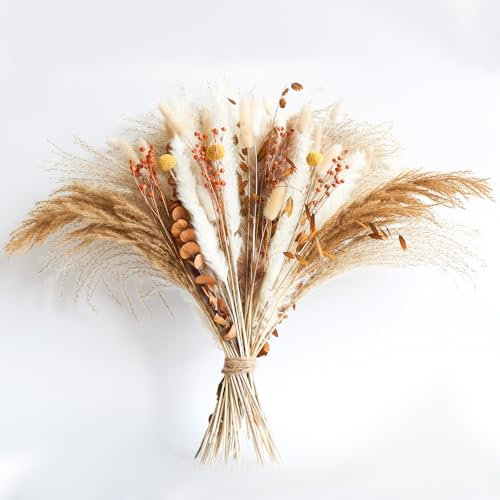 PatNlevs Herbe de la Pampa Décoration - Bouquet Fleurs Séchées Décoration de Table - Fleurs Artificielles pour Décoration de Boho Mariage (101PCS)