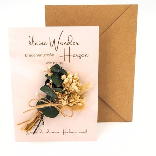 Milaboo® Hebamme Geschenk Karte mit echter Trockenblumenstrauß und Briefumschlag I besondere Karte für Hebamme I Dankeschön Abschiedsgeschenk (Karte)